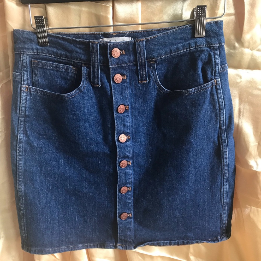 Madewell Button Front Denim Straight Mini Skirt